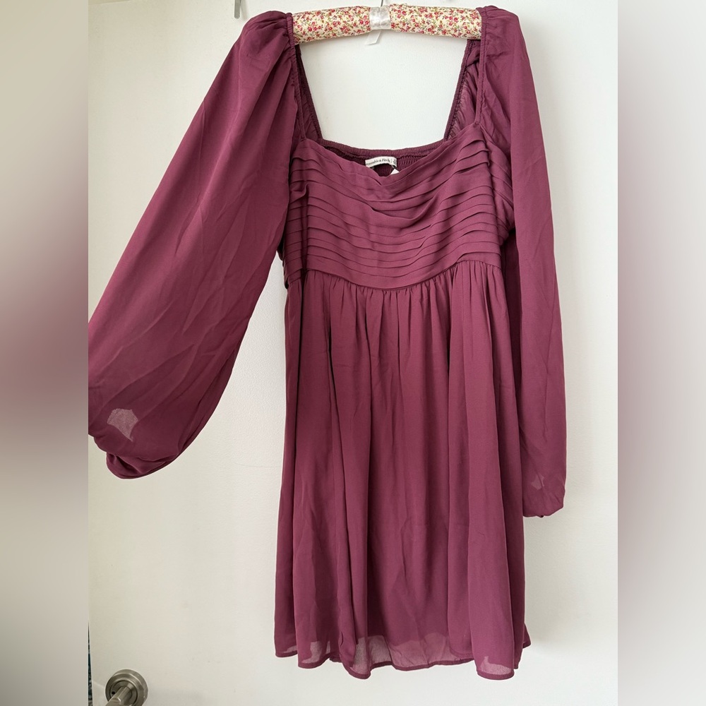 NWT Abercrombie & Fitch - Emerson Balloon Sleeve Mini Dress Purple XL